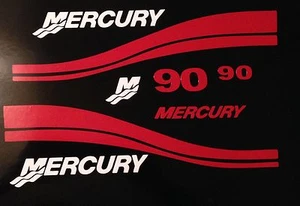 RED Mercury Outboard 25 - 90 hp Marine Vinyl decal set free ship - Picture 1 of 6