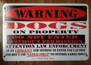 Metal Warning Dogs on Property Sign For FENCE ,Beware Of Dog 8"x12" - Picture 1 of 1