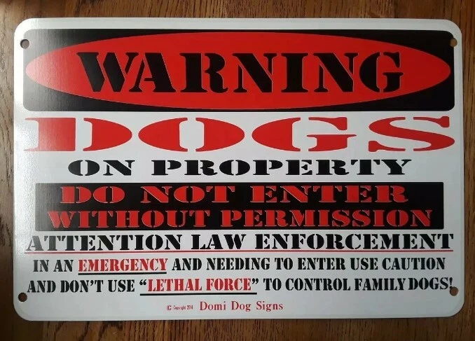 Metal Warning Dogs on Property Sign For FENCE ,Beware Of Dog 8"x12" - Image 1 of 1