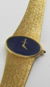 RARE Vintage! Ladies Corum 30mm Oval 18K Gold Wristwatch w/Blue Lapis Dial - Picture 1 of 21