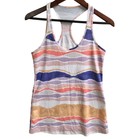 Lululemon Racerback Tank Top Bleacher Stripe White Iris Flower Sz 8