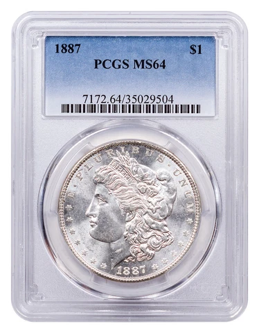 1887 Morgan Silver Dollar PCGS MS64 Cover