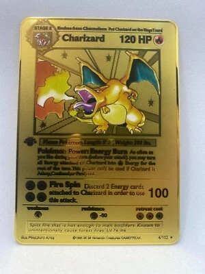 Pokemon Karte Glurak / Charizard "First Edition" Metallkarte Nikolaus Geschenk - Bild 1 von 2
