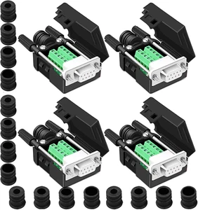 4PCS DB9 Female Breakout Connector,Db9 Solderless RS232 D-SUB Serial to 9-Pin Po - Picture 1 of 12