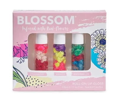 NUEVO Blossom Mini Roll-On Labio Transparente BRILLO Fresa Mango y Sandía 2 PK Foto 1 de 2