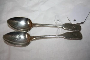 2 George IIII By solomon Roby London Silver 1824 fiddle pattern teaspoons 36 g - Picture 1 of 5