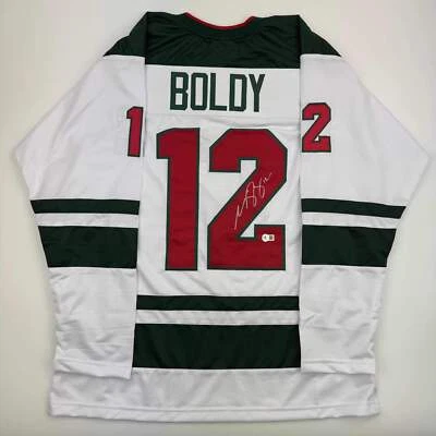 Autographed/Signed Matt Boldy Minnesota White Hockey Jersey Beckett BAS COA - Image 1 of 4