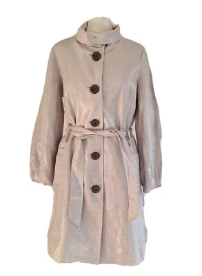 So Marilyn Marilyn Moore Womens Lilac Shimmery Linen Belted Trench Coat. UK 14 - Image 1 of 4