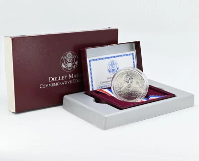 US 1999-P Dolley Madison $1 Silver BU Commemorative w/Box & COA - Image 1 of 3