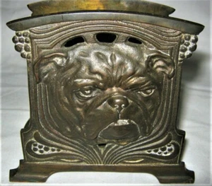 ANTIQUE ART NOUVEAU BULLDOG LETTER DESK CJO JUDD PAPER RACK HOLDER DOG DECO USA - Picture 1 of 8