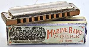 Hohner Armónica Marine Band G Key Harmonica A440 No.1896 Estuche Original - Imagen 1 de 3