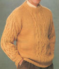 Mens Crew Neck Sweater Jumper Cable Detail DK Knitting Pattern 36-44 inch chest