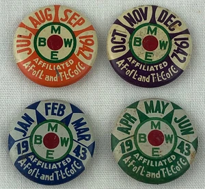 4 Brotherhood of Maintenance Way Employees Union Pin Lot Vtg 1942 1943 BMWE - Picture 1 of 3
