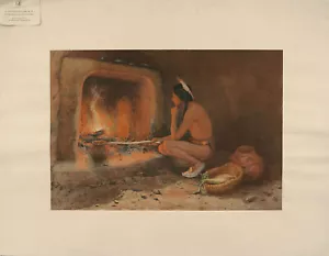 E.I. COUSE Antq XRare c1905-12 Chromolitho Photochrom TAOS INDISCHER RÖSTMAIS - Bild 1 von 1