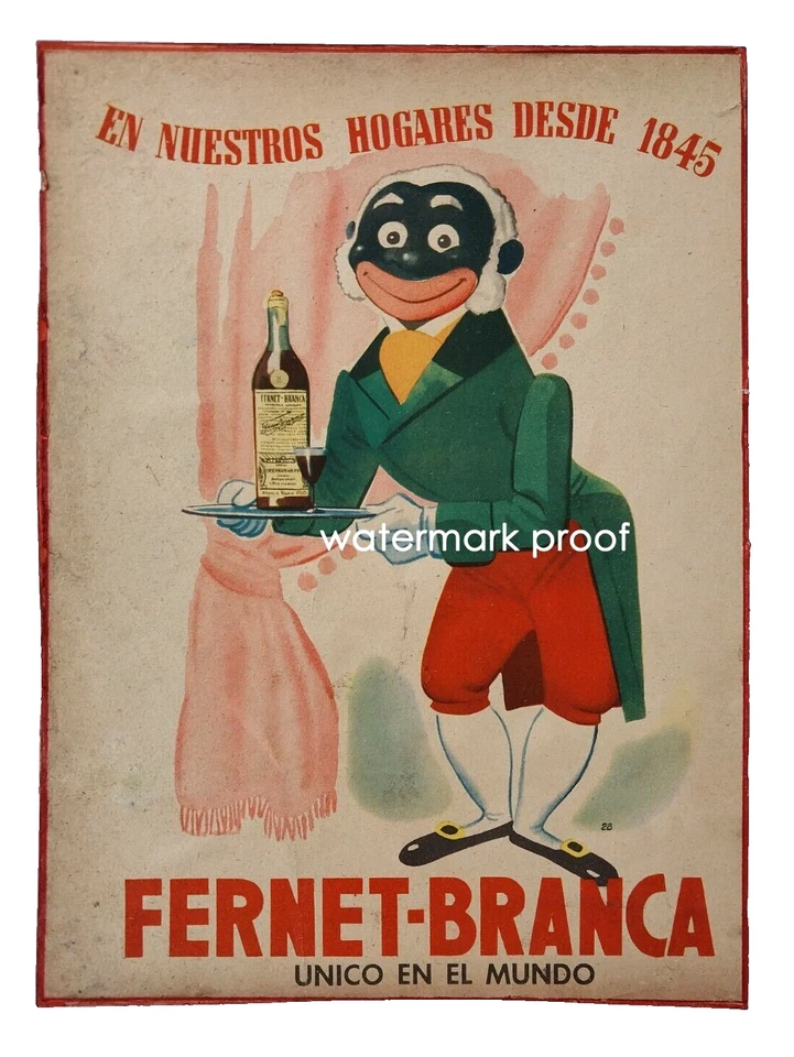 Cartel Fernet Branca Argentina De Colección 1950 Cartel de Anuncio Estilo Retro Bartender - Montado Foto 1 de 4