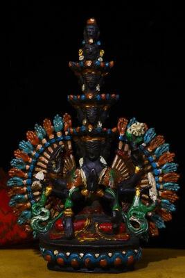 19 cm Tibet Buddhism Brass Kwan-yin Statue handcraft Bronze Buddha Statue - Image 1 of 4