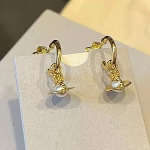 Vivienne Westwood Gold Tone Mini Layla Drop Earrings - Picture 1 of 5