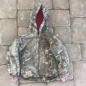 Youth Carhartt Hooded Jacket Coat Unisex Size 4-5T Realtree Camo Lined Sherpa - Picture 1 of 6