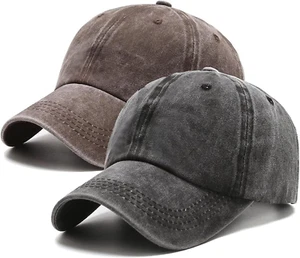 2 Packs Vintage Washed Distressed Baseball Cap Golf Dad Hat for Men Women - Picture 1 of 7