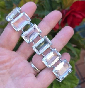 WUNDERSCHÖNES VINTAGE "ART DECO" JAPAN STERLING FACETTIERTES BERGKRISTALL ARMBAND - Bild 1 von 5
