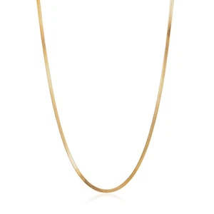 Gold Chain Choker Gold Herringbone Chain 14k Gold Plated Necklace for Women S... - Picture 1 of 5