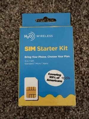 H20 Wireless SIM Starter Kit 3 In 1 SIM STANDARD MICRO NANO - Image 1 of 3