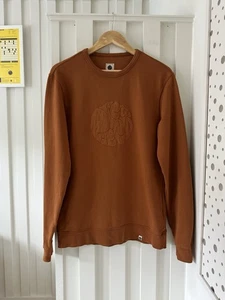 Pretty Green Mens Sweatshirt Small Brown Spellout Jumper Sweater Casual Mod Liam - Picture 1 of 13