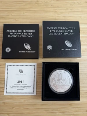 America the Beautiful Five Ounce Silver Quarter Coin Vicksburg 2011 NP9 - Image 1 of 4