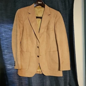 Farah WFF Designer Series Vintage Men's Ultrasuede Sport Coat Blazer Camel 40 R - Picture 1 of 18