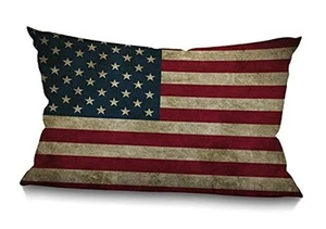  Vintage American Flag Waist Lumbar Cotton Linen Throw Pillow case Cushion  - Picture 1 of 6