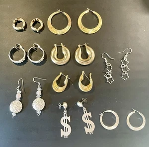Large Lot 11 Pairs Pierced & Screw Back Earrings - Picture 1 of 9