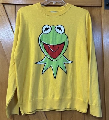 Muppets Kermit the Frog Sweater Yellow Knit - Walt Disney World - Size M EUC - Image 1 of 4