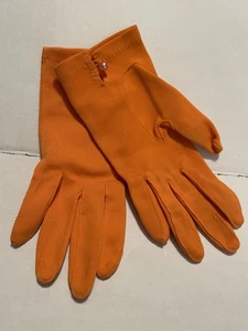 Vintage Women’s Dress Gloves Orange Pearl Button Formal - Picture 1 of 3