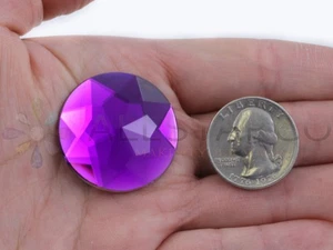 32mm Flat Back Large Costume Rhinestones Round Acrylic Jewels 6 Pcs - 14 Colors - Picture 1 of 49