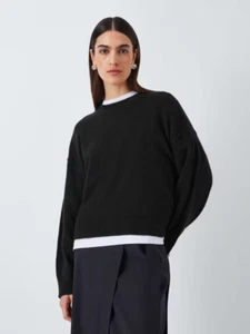 John Lewis Cashmere Boxy Fit Jumper Sweater Black UK 16 BNWT RRP £99 - Picture 1 of 6