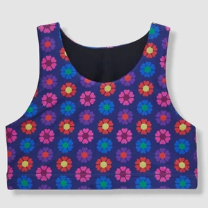 $42 Terez Kid's Girls Blue Heart Floral Racerback Sports Tank Top Size 10/12 - Picture 1 of 2