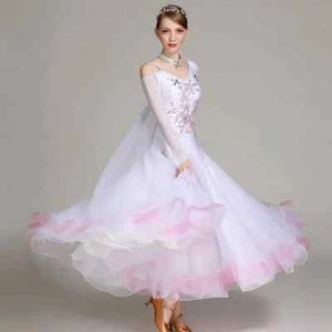 Vestido de competición de baile de salón con cuello en V para mujer Disfraces Vestido de vals Ropa de baile - Imagen 1 de 16