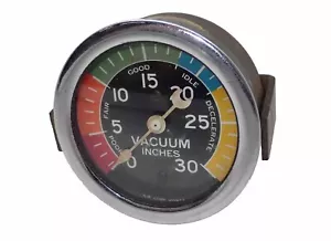 Vintage Stewart Warner Vacuum Gauge Curved Lens Color Dial Crescent Needle WORKS - Picture 1 of 24