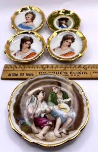 Tiny Limoges Porcelain Plates Miniature Victorian French Lady - Picture 1 of 10