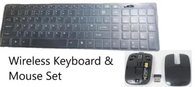 Black Wireless Keyboard + Num Pad & Mouse Set for Samsung UN65F8000BF Smart TV - Image 1 of 4