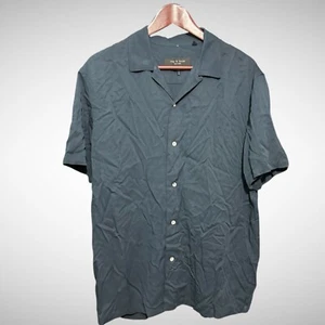 Rag and Bone Shirt Mens Medium Short Sleeve Button Down Solid Black Blue - Picture 1 of 8
