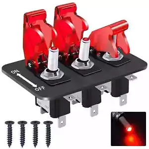 Twidec/3 Gang Rocker Toggle Switch Panel with 12V LED Light Toggle Switch 20A - Picture 1 of 1