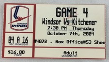 OHL 2004 10/07 Kitchener Rangers at Windsor Spitfires Hockey Ticket