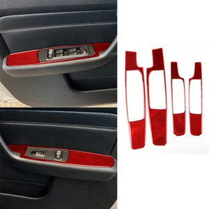 4x Fibra de carbono roja para Hummer H3 2006-2010 Interruptor de elevación de ventana Botón Panel Cubierta - Imagen 1 de 15