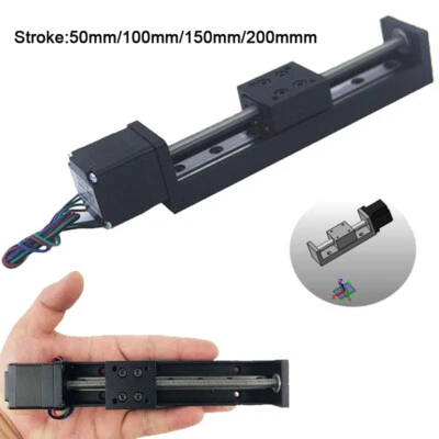 50mm-200mm Mini Slide Linear Actuators Rail Motion T6 Lead Screw NEMA11 Stepper - Image 1 of 4