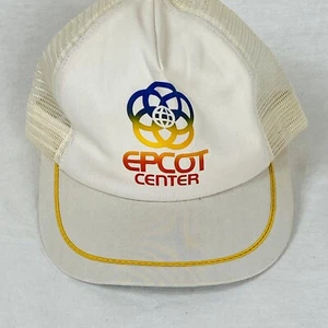 Epcot Center Trucker Hat Snapback Cap Mesh White Vintage 80s Disney World USA - Picture 1 of 8