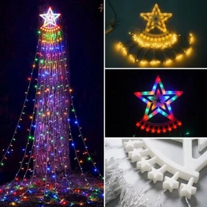 USB Charging Waterfall Star Lights Warm White Outdoor Light String - Picture 1 of 18