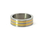 Stainless Steel Two-Tone Gold-Tone 7mm Flat Edge Band Ring