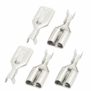 5pcs Connettori terminali a crimpare femmina tono argento 6,3mm larghezza 4mm spessore # - Foto 1 di 4