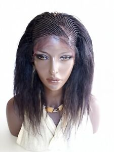  13 x 7 Hand Braided Lace Front Wig Micro Braids Human Hair Blend Wet Wavy 2/27 